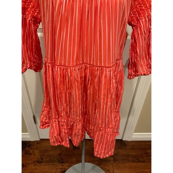 Free People Orange & White Striped Mini Dress, Size Small - Picture 3 of 9